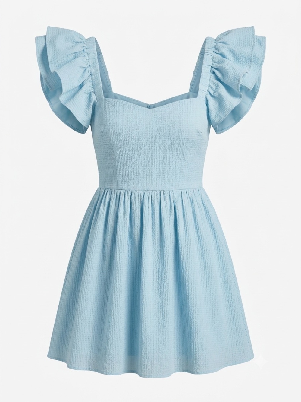 Mi Amore Light Blue Ruffle Strap Mini Dress View 4
